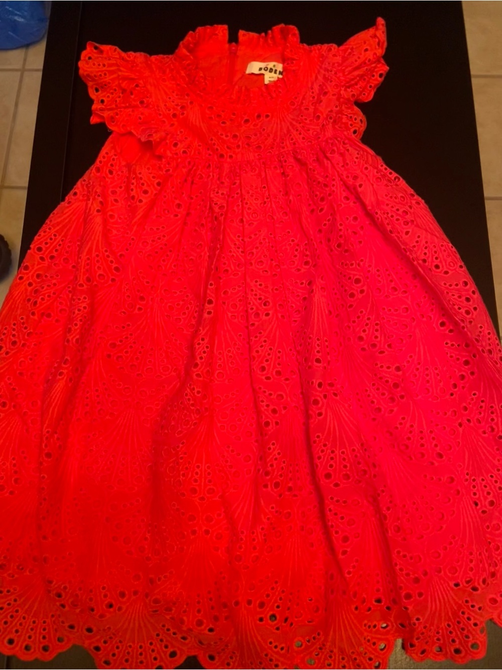 Boden Red Eyelet Ruffle Dress